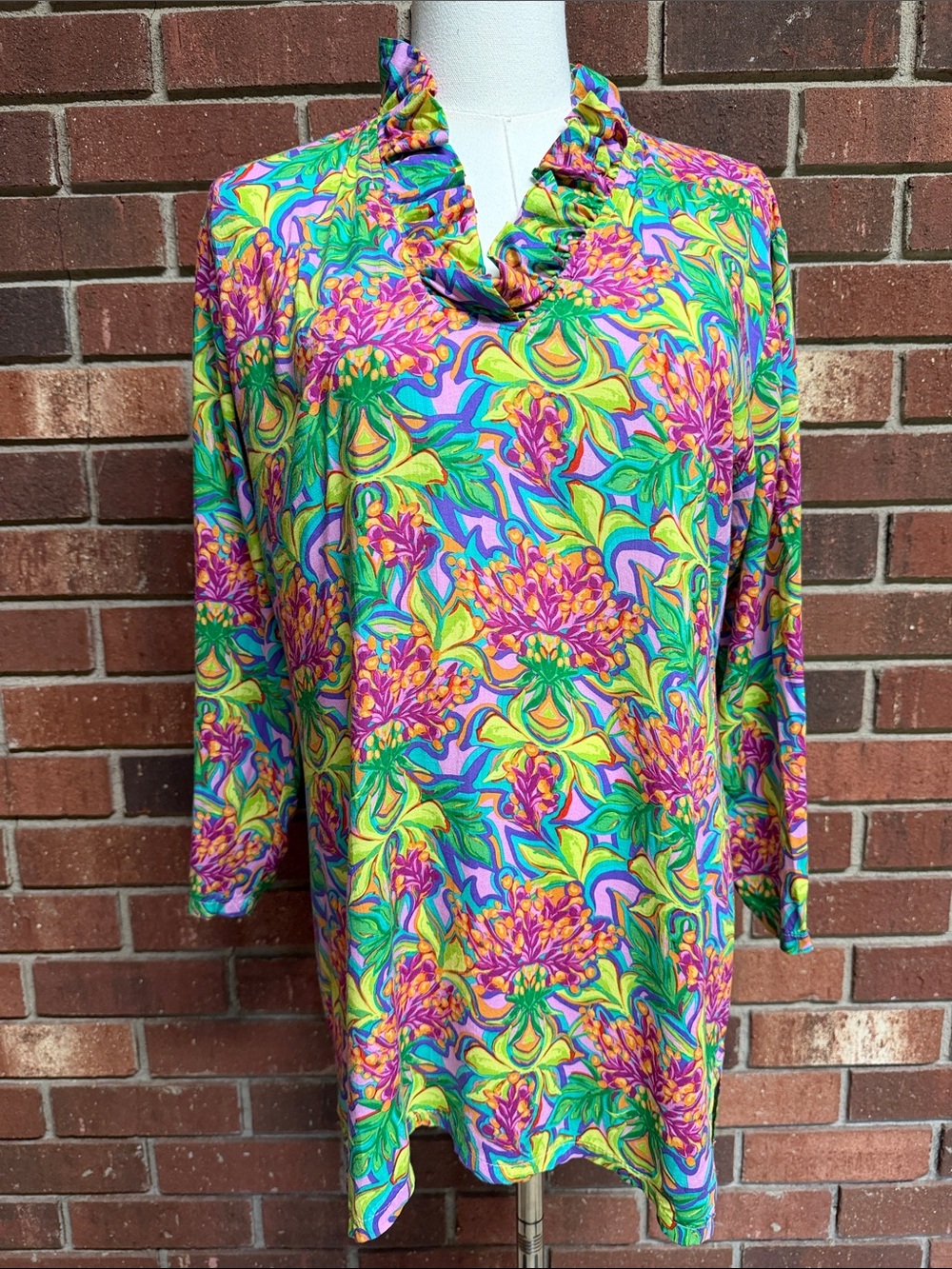 Haley And The Hound Vibrant Floral High Neck Tunic